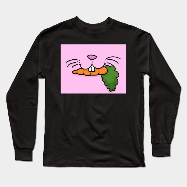 Bunny Mouth With Carrot Face Mask (Pink) Long Sleeve T-Shirt by dogbone42